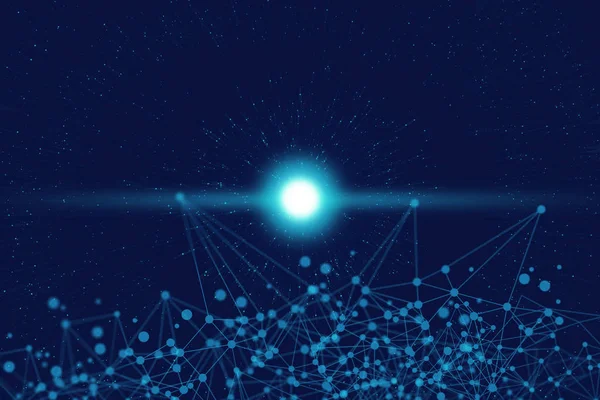 Illustration Stern Hintergrund Teilchen Kreis Neon Leuchten Abstrakte Futuristische Netzwerk — Stockfoto