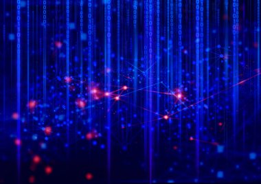 veri derin öğrenme robotik, kimyasal molekül, atom hücre bilimi, fütüristik siber ağ, arka plan illüstrasyon sistemi 3D render soyut, Ai teknoloji Bionic