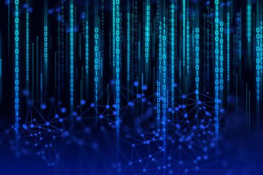 teknoloji ai şey internet, ağ arka plan 3d illüstrasyon render, veri derin öğrenme, robotik bilim, nöron pleksus fütüristik, süper bilgisayar, dijital 01 kod bilimi