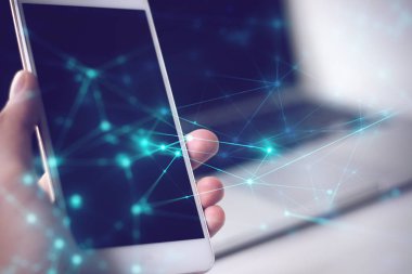 iş ağı kavramı ile cep telefonu el adam