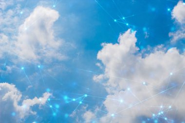 sosyal ağ, gökyüzü backround, fütüristik teknoloji, veri derin öğrenme, ikili ai robotik sistem, hacker güvenlik gizlilik, sunucu online, bulut depolama dijital