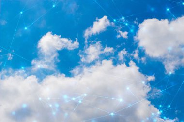 sosyal ağ, gökyüzü backround, fütüristik teknoloji, veri derin öğrenme, ikili ai robotik sistem, hacker güvenlik gizlilik, sunucu online, bulut depolama dijital