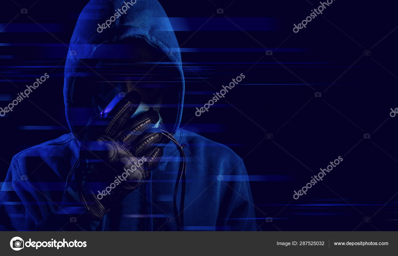 Hacker Man Hood Outfit Mask Glove Dark Background Security Virus Stock  Photo by © 287525032