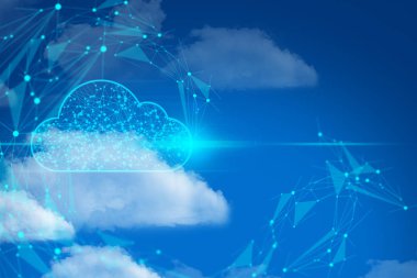 AI sistemi robotik, güvenlik gizliliği, sunucu hacker Online, bulut depolama indir simgesi, sosyal ağ, gökyüzü artalanları doğa, teknoloji İnternet, veri derin öğrenme