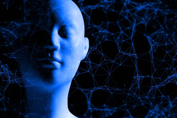 Head Face Technology Futuristisches Universum Cyber Network Server Online Hintergrundillustration — Stockfoto