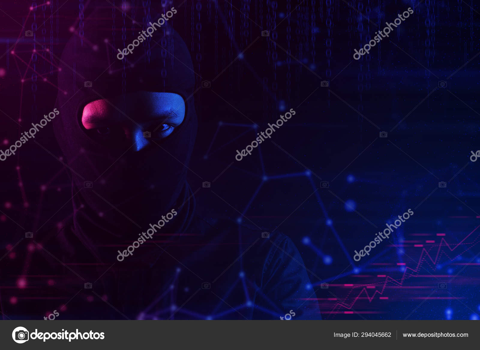 Hacker Bad Guy Virus Network Robotic System Online Data Deep
