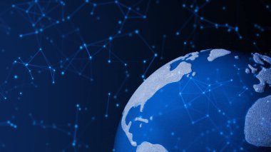 küresel dünya haritası, teknoloji ai ağ online sunucu, derin öğrenme, internet sistemi, siber hacker, telekomünikasyon dijital sinyal