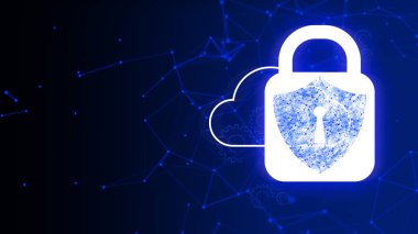 güvenli ve web güvenliği sosyal ağ için online siber sever ile bulut depolama bilgi işlem sisteminin kilit, arka plan 3d render illüstrasyon