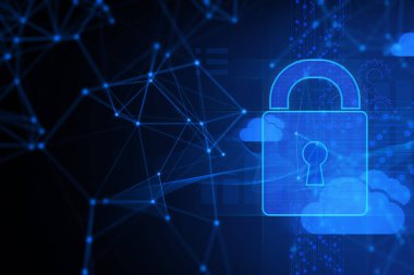 web sever online siber sosyal ağ ile bulut depolama bilgi işlem sisteminin güvenliği, arka plan 3d render illüstrasyon