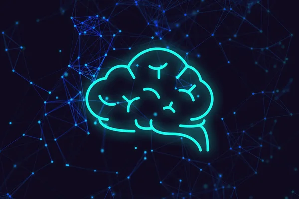 Splotu Neuron Mózgu Głębokiego Uczenia Robotów Futurystyczny Cyfrowej Technologii Sieci — Zdjęcie stockowe