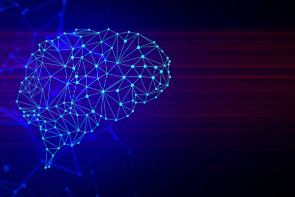 Cérebro Aprendizagem Profunda Futurista Com Rede Tecnologia Digital Fundo Ilustração — Fotografia de Stock