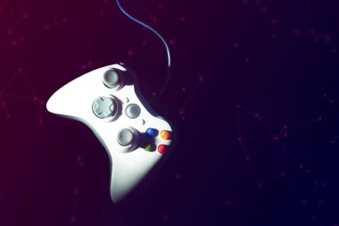 esport turnuva meydan okuma kavramı, teknoloji cihazı online ağ bağlantısı ile oyun oynamak için joystick denetleyici elektronik