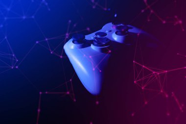 esport turnuva meydan okuma kavramı online ağ bağlantısı ile oyun oynamak için teknoloji cihaz joystick denetleyici elektronik