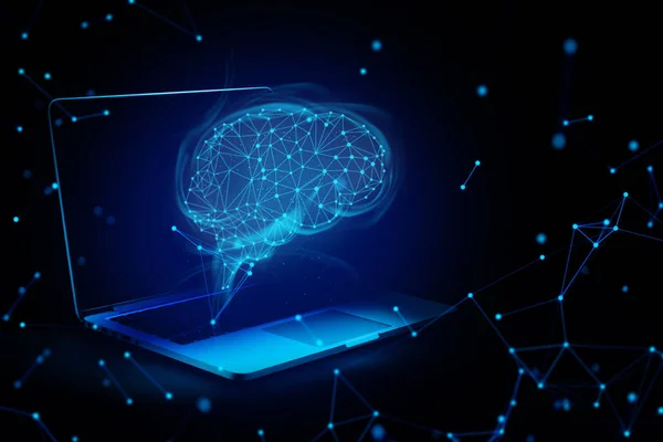 Цифрові Технології Роботизований Мозок Ноутбук Комп Ютер Машина Глибинного Навчання — стокове фото