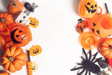 cadılar bayramı festivali dekorasyon dekor oyuncak parti kabak hayalet, tatil sezonu tebrik, ürkütücü tedavi hile, üst görünümü