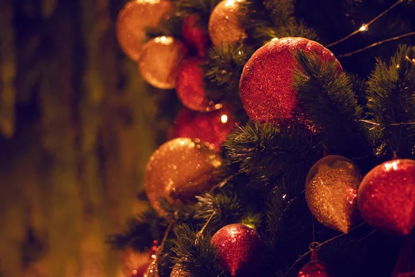 Luxus Ajándék Fényes Csillogó Dekoráció Labdát Lógott Hópehely Boldog Karácsonyfa — Stock Fotó