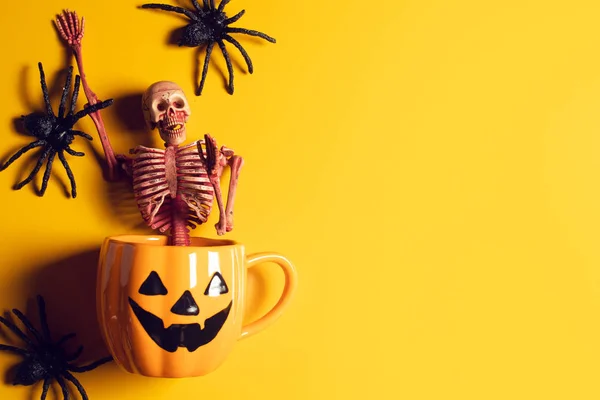 Horror Spooky Grappige Ghost Halloween Skelet Schedel Vakantie Seizoen Groet — Stockfoto