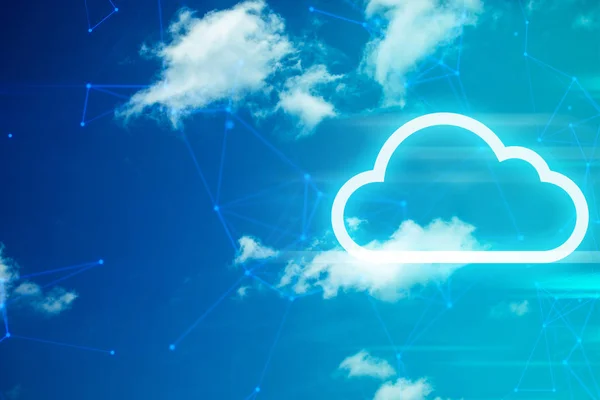 Chmura Serwer Pamięci Online Sieci Społecznej Niebo Backround Charakter Technologia — Zdjęcie stockowe