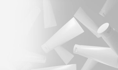 Güzellik medikal cilt losyonu krem taklit şişe ambalaj ürünü sağlık hizmetleri ilaç arka planında bilimin arka planı, üç boyutlu resimleme