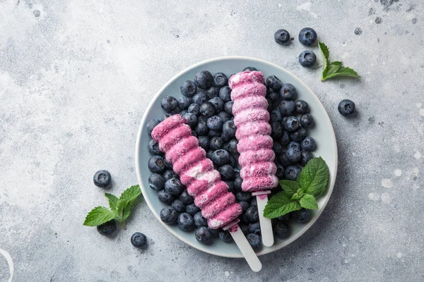 Paletas Arándanos Caseras Con Bayas Frescas Vista Superior —  Fotos de Stock