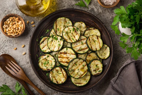 Grilled Zucchini Plate Top View — Stock Photo, Image