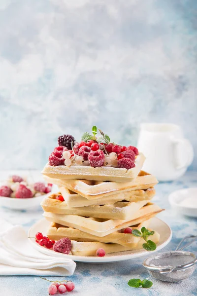 와플에 딸기와 선택적 — 스톡 사진