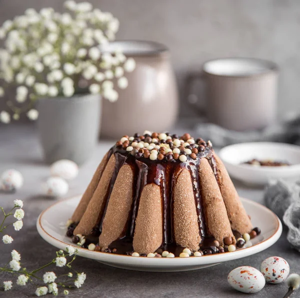 Pascha Traditionelles Russisches Osterquark Dessert Mit Schokolade Kandierten Früchten Und — Stockfoto