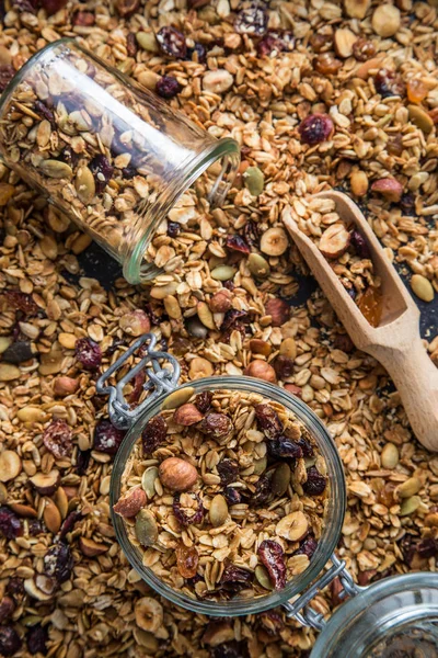 Fındık Kuru Üzüm Kurutulmuş Kızılcık Kabak Susam Ayçiçeği Tohumu Yapımı — Stok fotoğraf