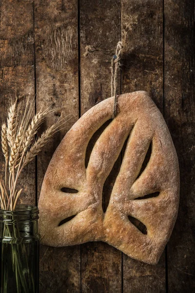 Свіжий Запечений Хліб Фугас Сільський Фон — стокове фото