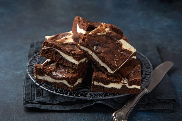 맛있는 치즈 케이크 초콜릿 브라우니 — 스톡 사진
