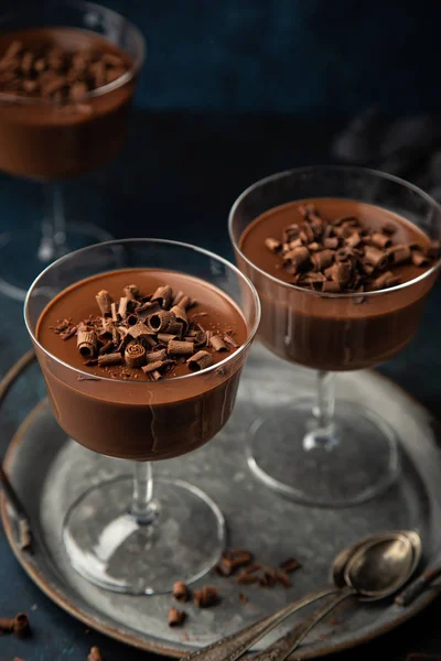 Sobremesa de chocolate panna cotta — Fotografia de Stock