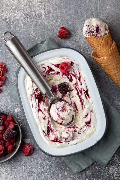 Zmrzlina vanilková a berry — Stock fotografie