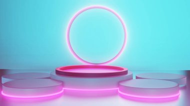 Ürünlerin ve ürünlerin gösterimi için 3d özet sahne arkaplanı modellemesi