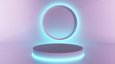 Ürünlerin ve ürünlerin gösterimi için 3d özet sahne arkaplanı modellemesi