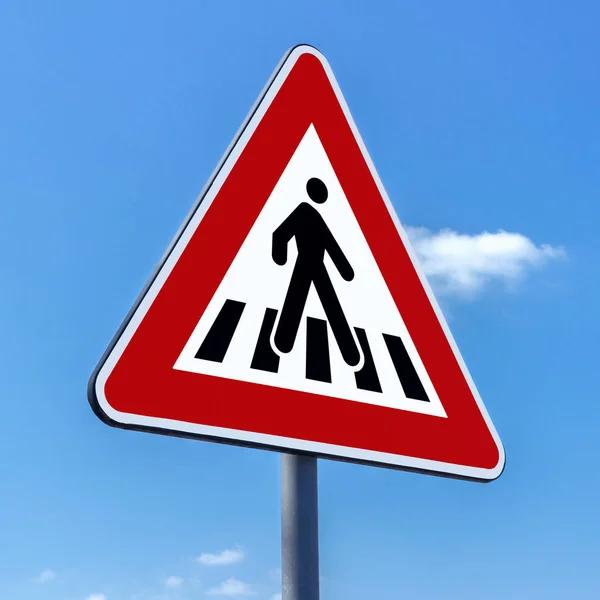 Пешеходный Знак Фоне Голубого Неба — стоковое фото