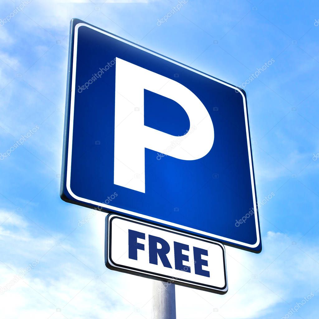 Free parking sign with parking symbol and text