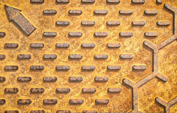 Stahl Rostige Textur Aus Kanaldeckel Orangen Metallischen Hintergrund Detail Des — Stockfoto
