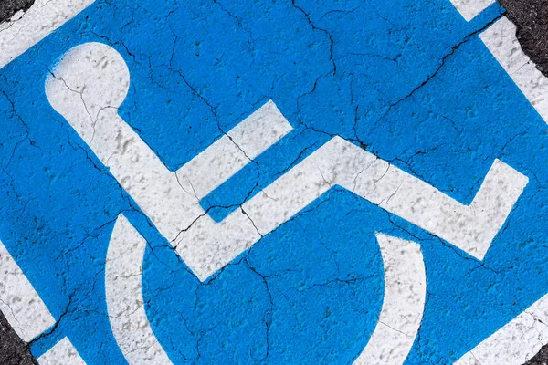 Blue White Handicap Symbol Road Reserved Disabled People — Stock Photo, Image