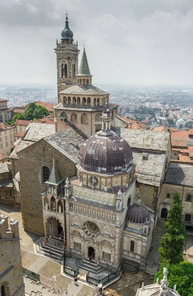 Basilica Santa Maria Maggiore Aerial View Background Lower Town Bergamo — Stock Photo, Image