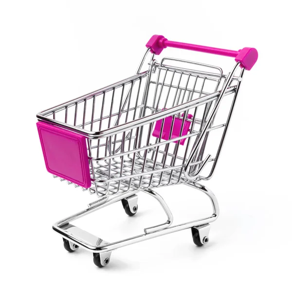 白い背景上に分離されてピンクのショッピング カート — ストック写真