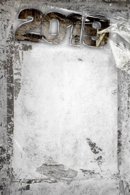 2019 happy New Year grunge ve arka plan aşınmış çerçeve bant ve selofan kalıntıları. Tamamen düzenlenebilir. Partilere davet, akşam yemeği daveti, grungy olaylar ve daha fazlası için kullanmak için ideal.