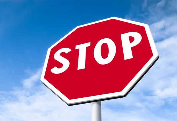 Elöl Egy Stop Tábla Tiszta Kék — Stock Fotó