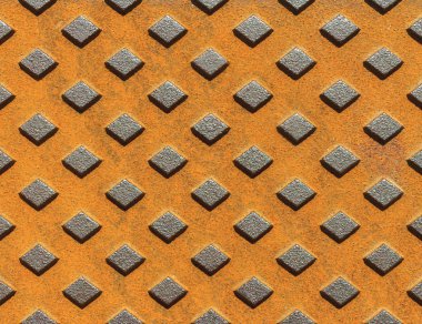 Kuyu parçası. Geometrik desenli paslı metal doku. 