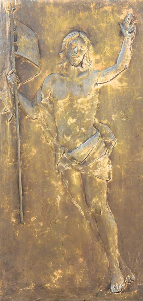 Jesusfigur in Bronze-Basrelief — Stockfoto