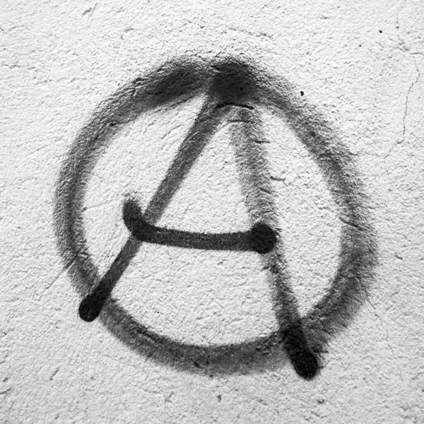 Symbole Anarchie Peint Sur Mur Grincheux Idéal Pour Les Concepts — Photo