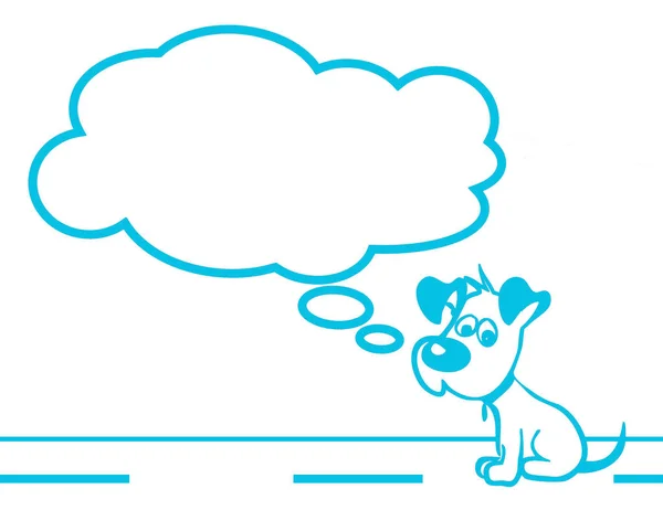 Sad Puppy Blue Flat Image Image Sad Puppy Cloud Fully — Stock Photo, Image