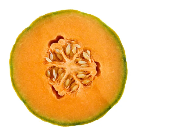 Mezzo Melone Isolato Sfondo Bianco Con Spazio Copia — Foto Stock