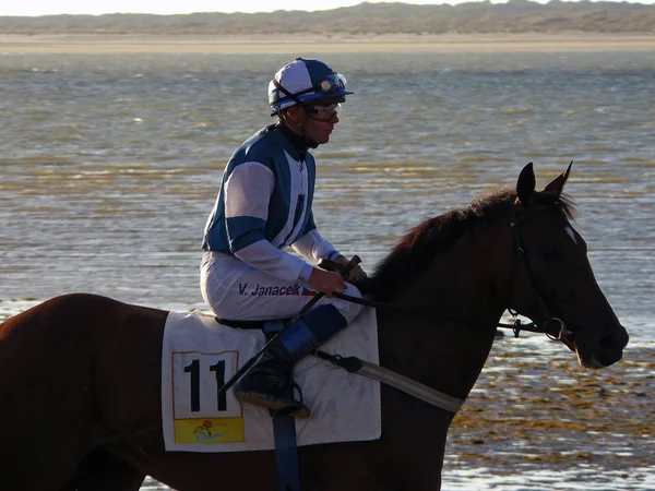 Sanlucar Barrameda Cadiz Spanje Paardenrace Bajo Guia Strand Stad Van — Stockfoto