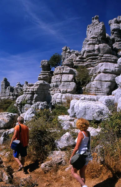 Antequera Málaga España Turistas Una Las Rutas Del Torcal Antequera — Foto de Stock