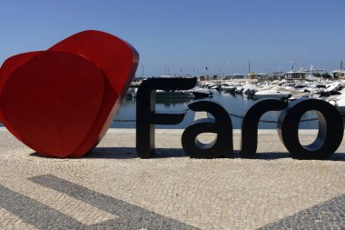 Faro (Algarve) Portekiz. Faro Algarve bölgesinde şehrin turistik amblemi
